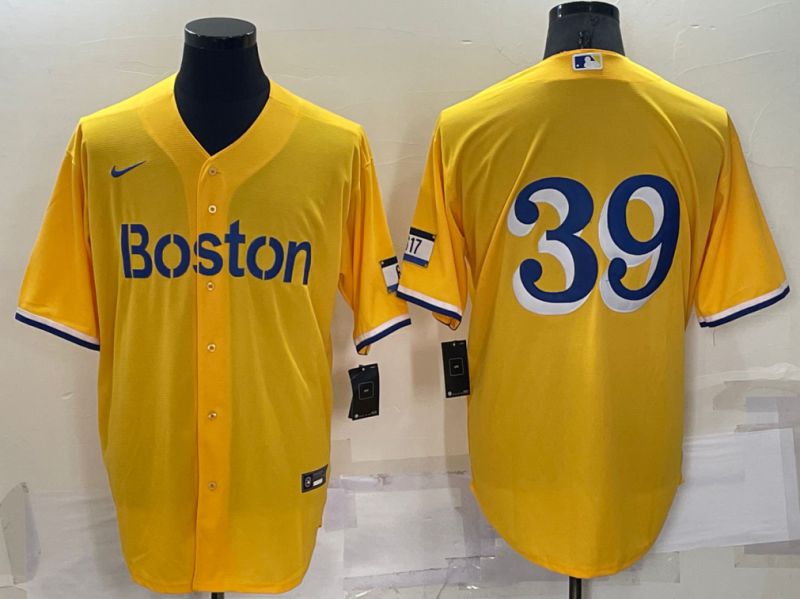 Men Boston Red Sox #39 No Name Yellow City Edition Game Nike 2022 MLB Jersey